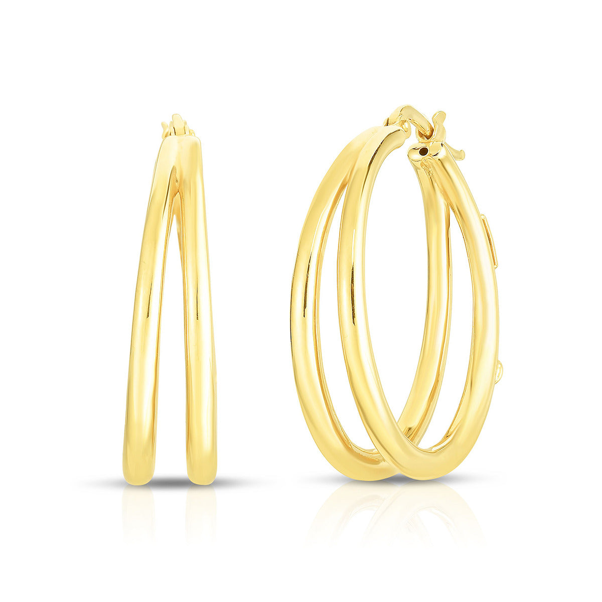 18K Graduated 30mm Thin Double Hoop Earrings | Sylvan\'s Jewelers