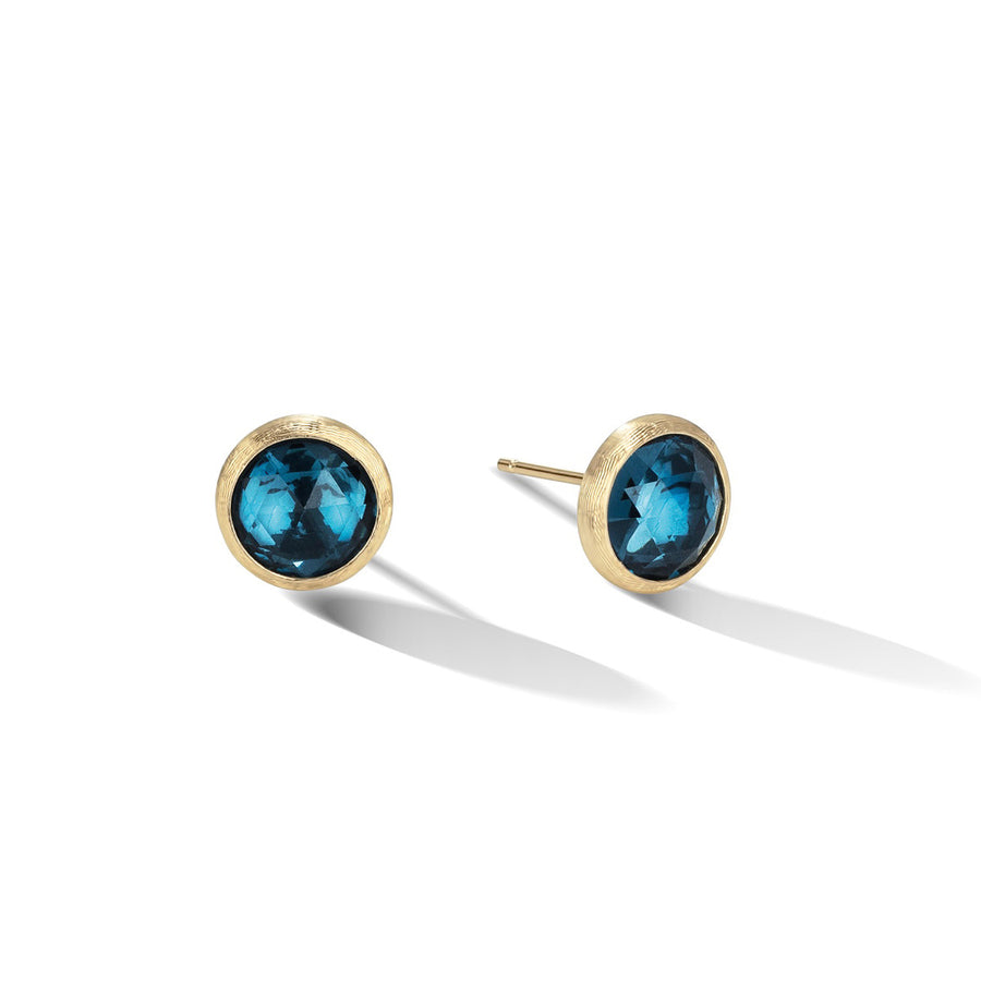 18K Yellow Gold London Blue Topaz Stud Earrings