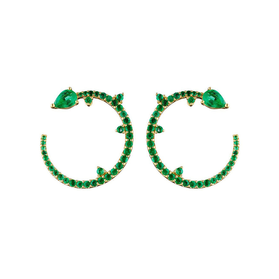 Forward Facing Emerald Constellation Hoop Earrings