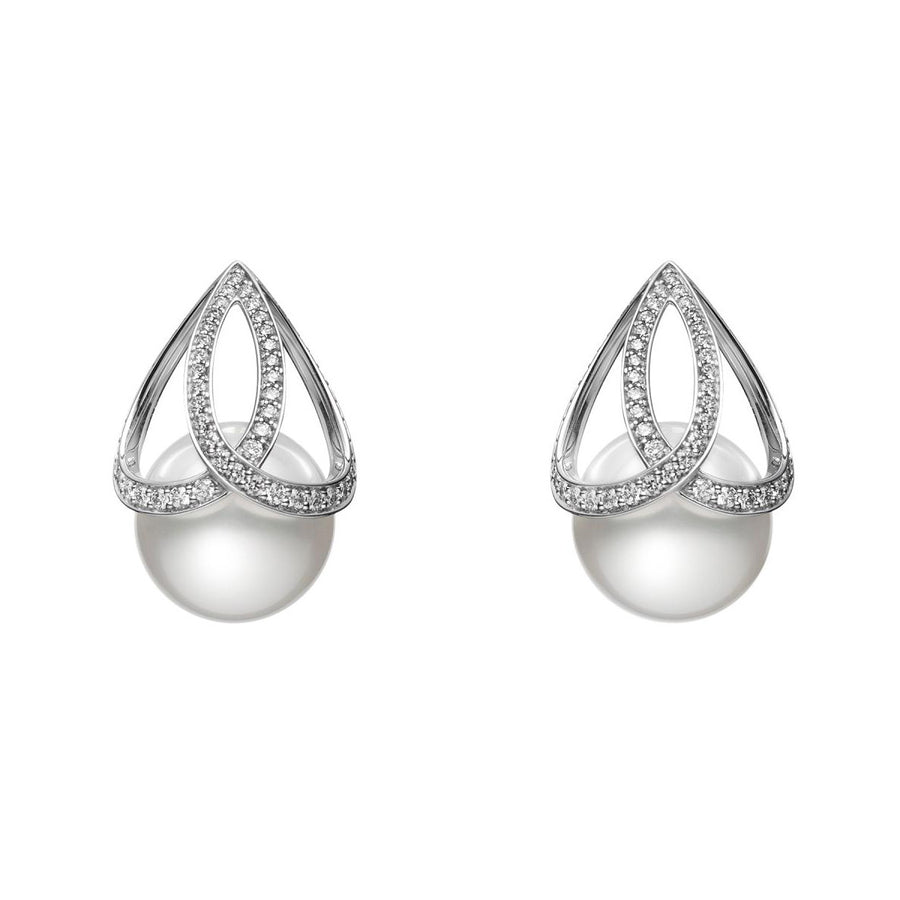 White South Sea Cultured Pearl Diamond Earrings