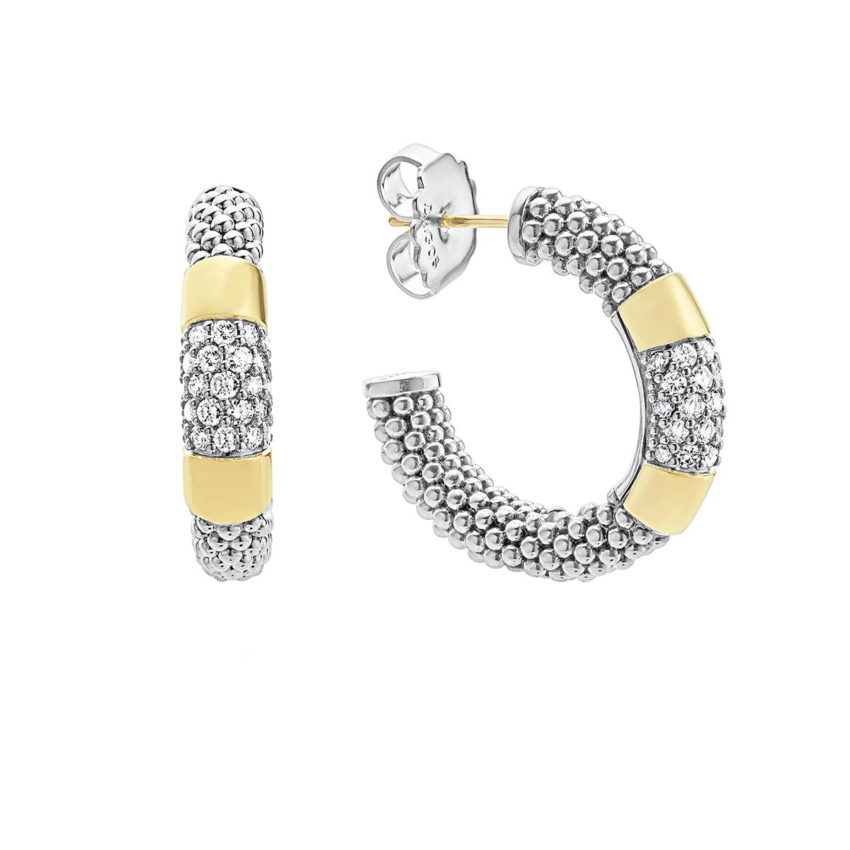 Gold Station Diamond Hoop Earrings | Sylvan\'s Jewelers