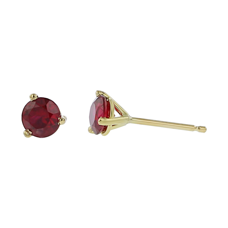 18K Yellow Gold Mozambique Ruby Stud Earrings