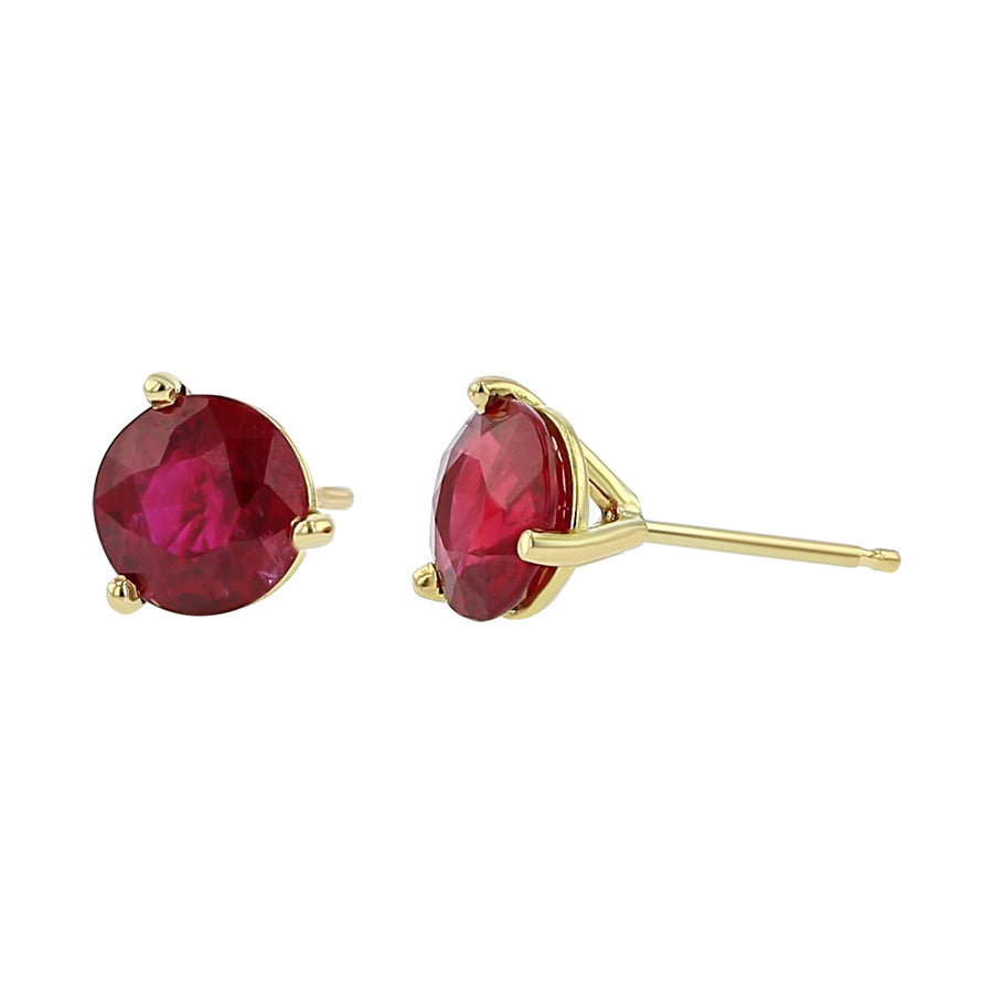 18K Yellow Gold Madagascar Ruby Stud Earrings