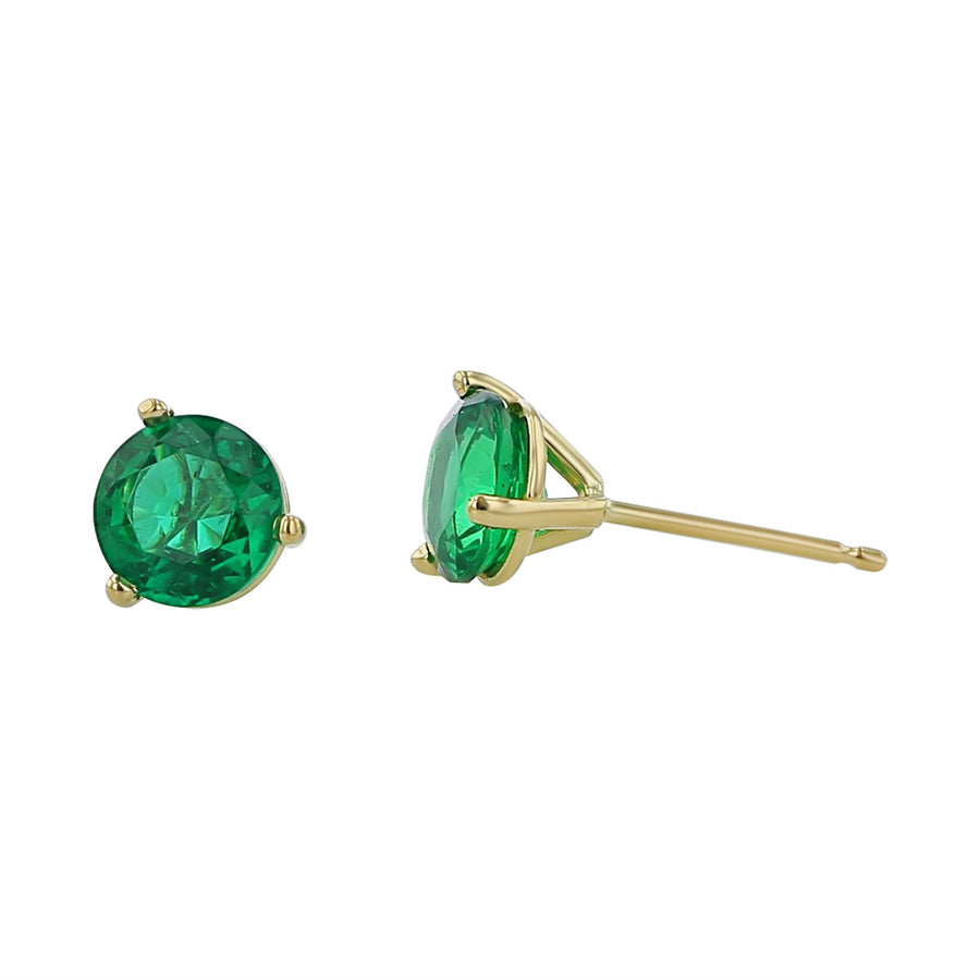 18K Yellow Gold Zambian Emerald Stud Earrings