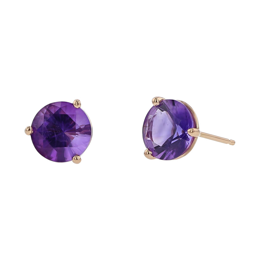 14K Rose Gold Amethyst Stud Earrings