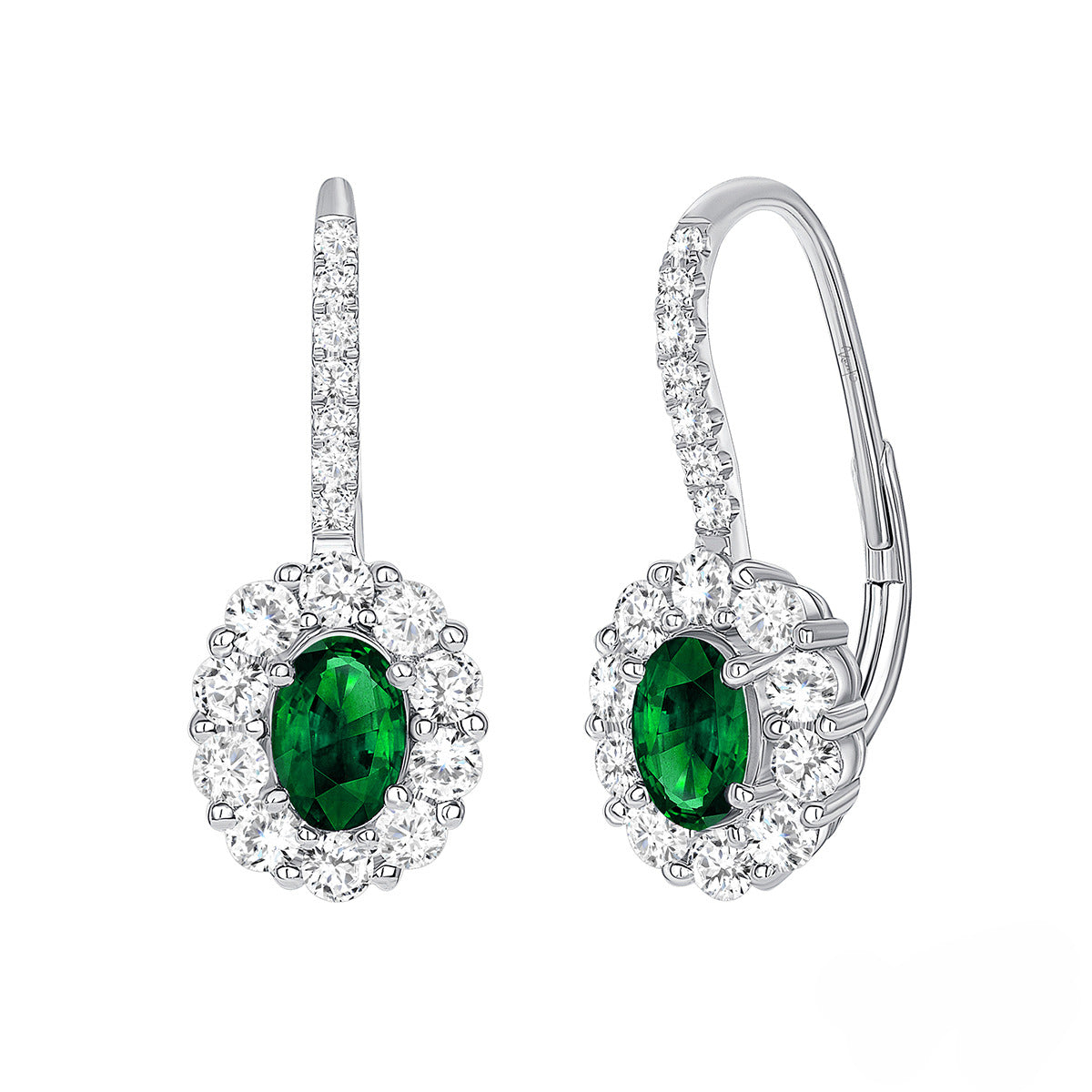 Emerald diamond hot sale drop earrings