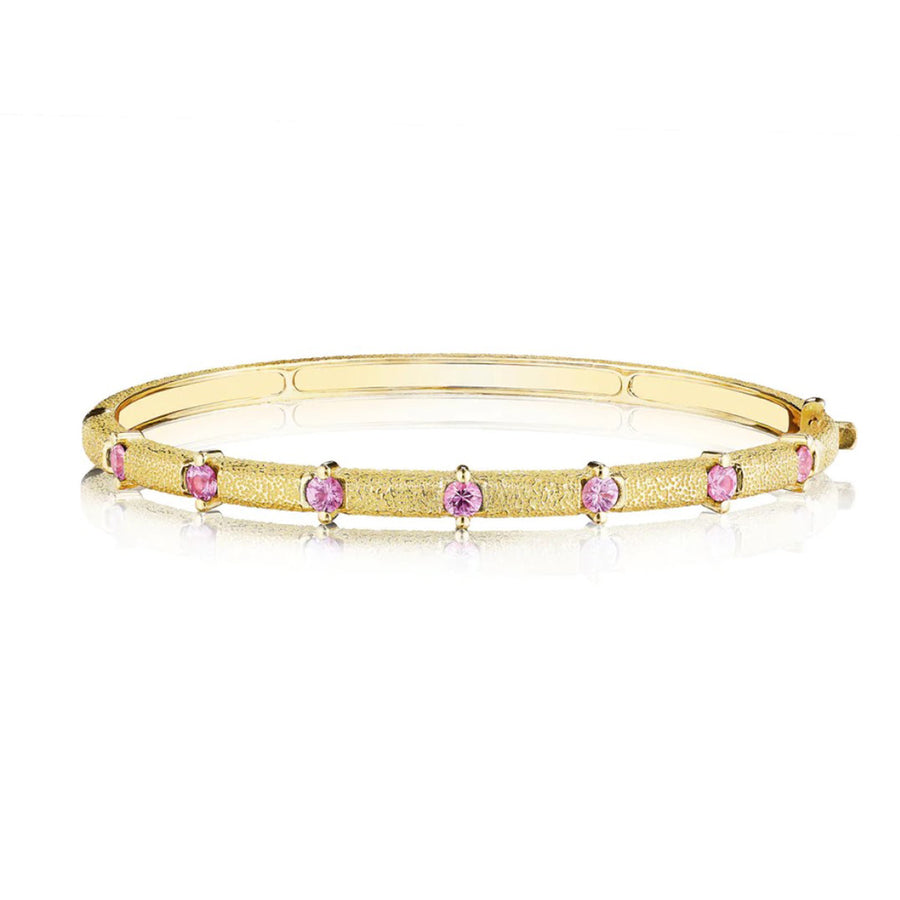 Pink Sapphire Antique Amulet Round Station Bangle