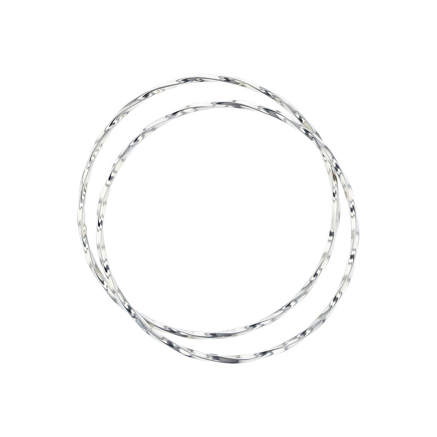 14K White Gold Square Twist Bangle Bracelet