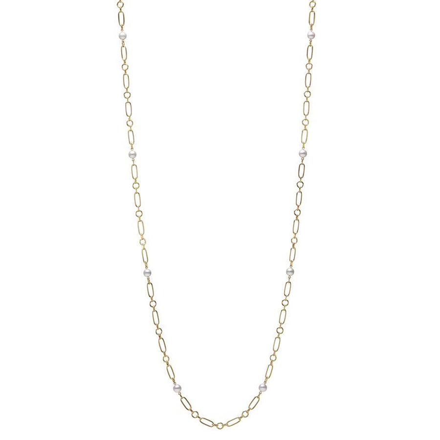 Akoya Cultured Pearl Necklace in 18K Yellow Gold 32-Inch