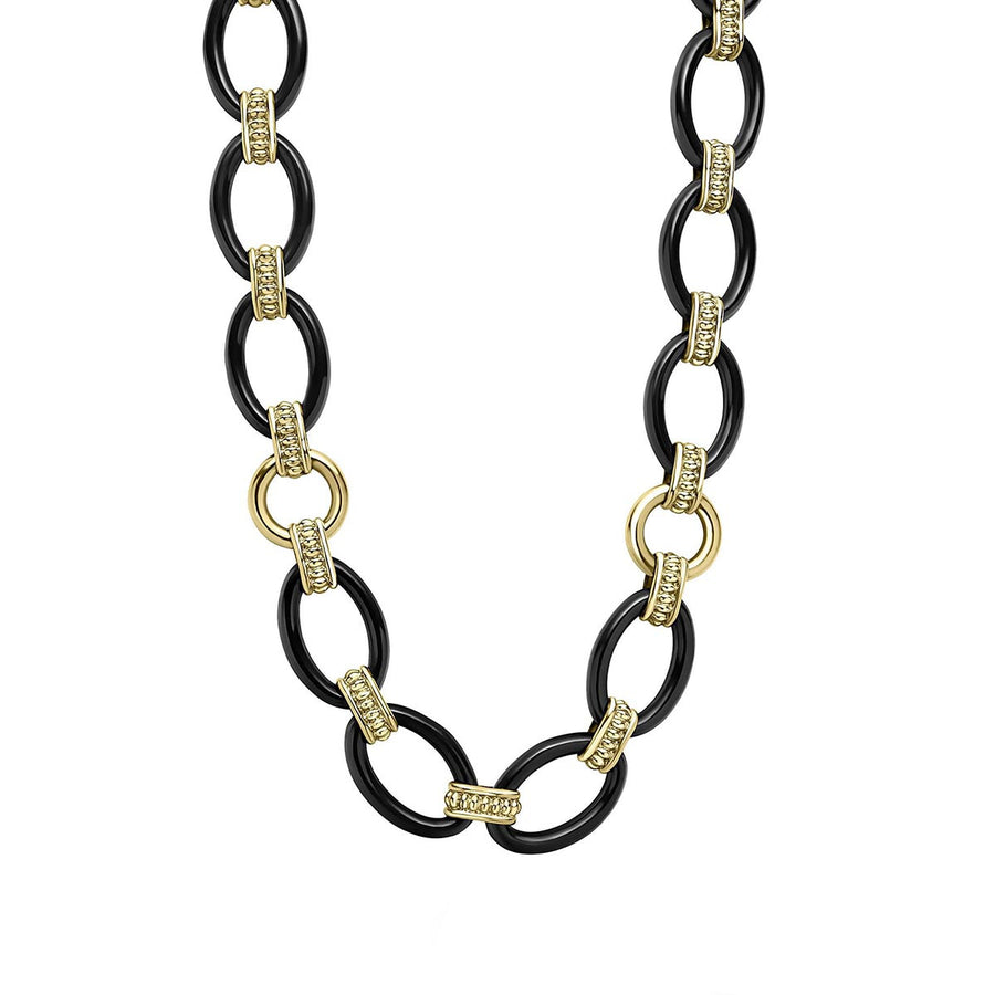 18k Gold and Black Ceramic Link Necklace