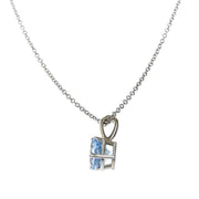 14K White Gold Round Aquamarine Pendant Necklace