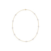 Akoya Cultured Pearl Station Necklace in 18K Yellow Gold
