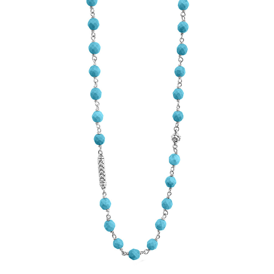 Turquoise Pigtail Link Necklace with Stations