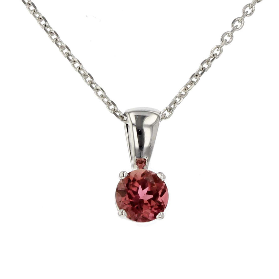 14K White Gold Pink Tourmaline Pendant Necklace