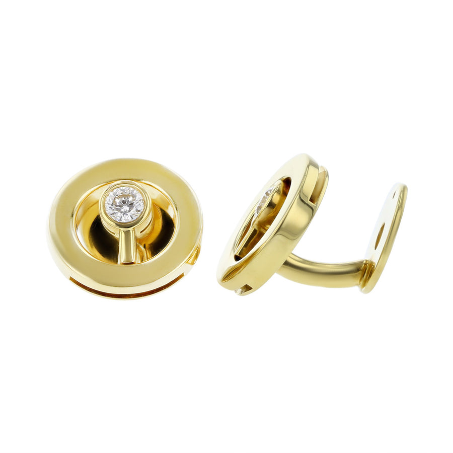 18K Yellow Gold Shiny Mini O Cufflinks