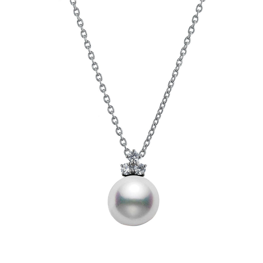 Cultured White South Sea Pearl and Diamond Cluster Necklace