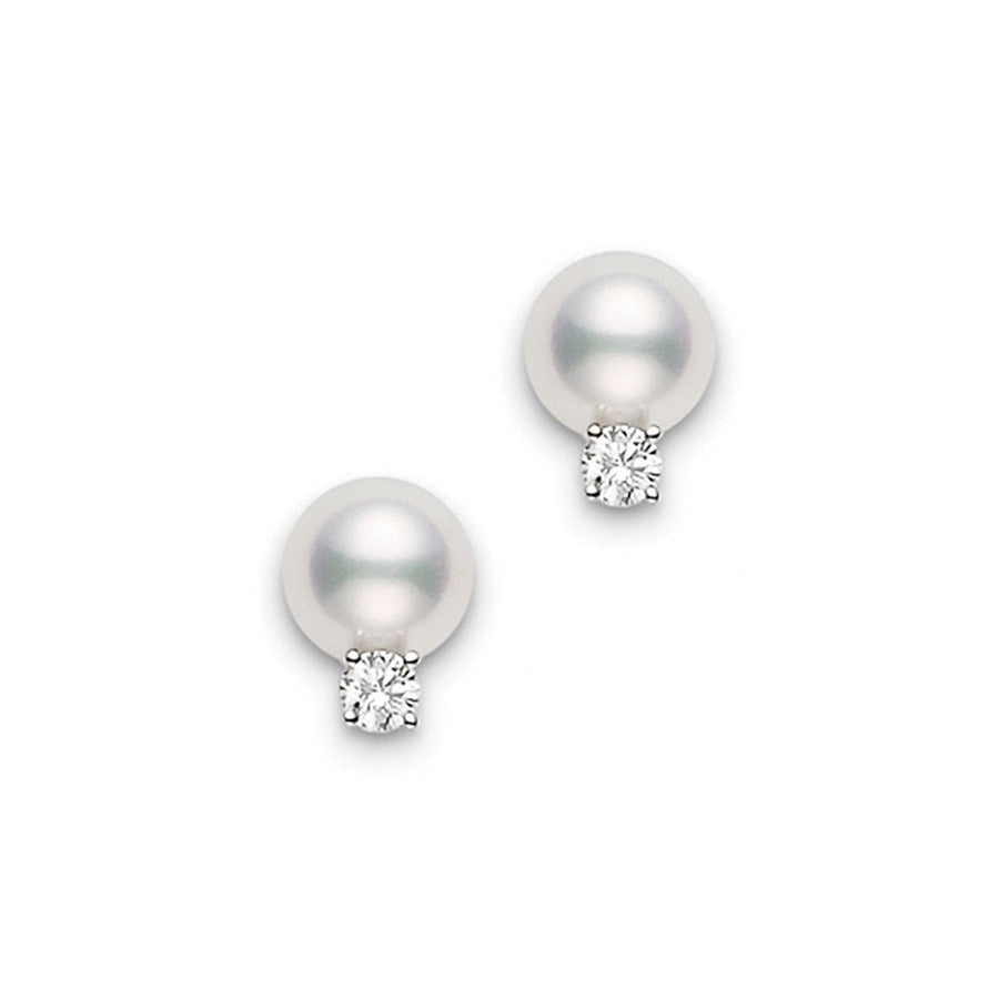 Akoya Pearl Diamond Stud Earrings