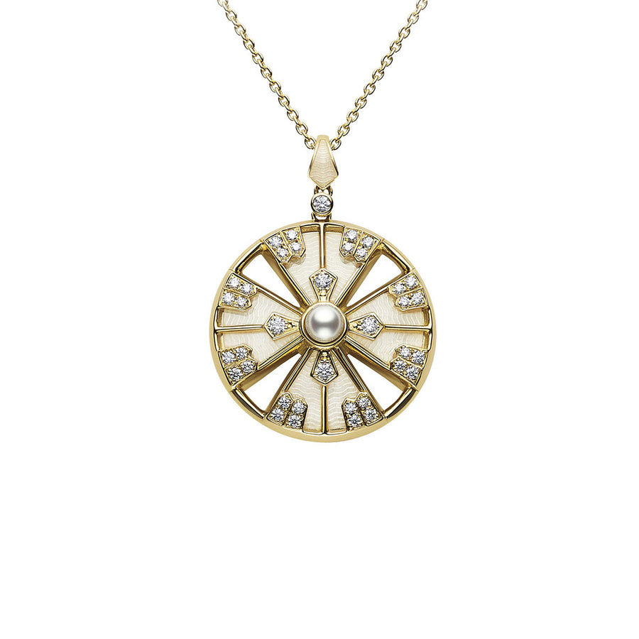 Yaguruma Pendant with Pink Enamel