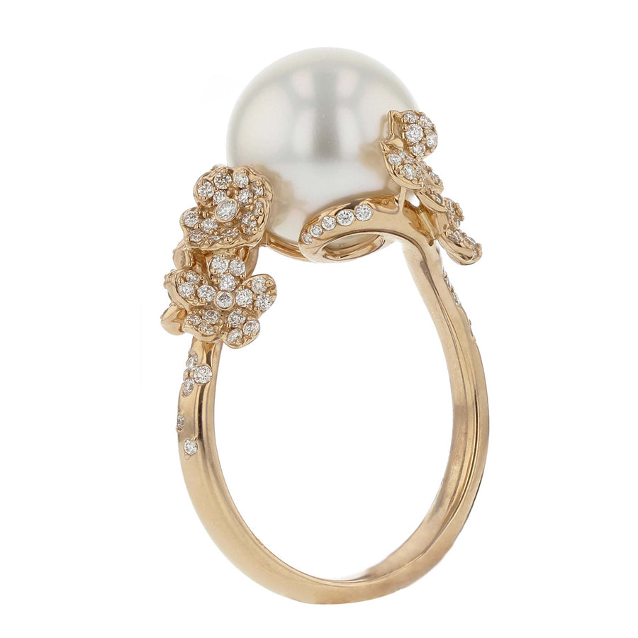 Cherry Blossom White South Sea Pearl Diamond Ring
