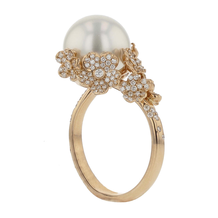 Cherry Blossom White South Sea Pearl Diamond Ring