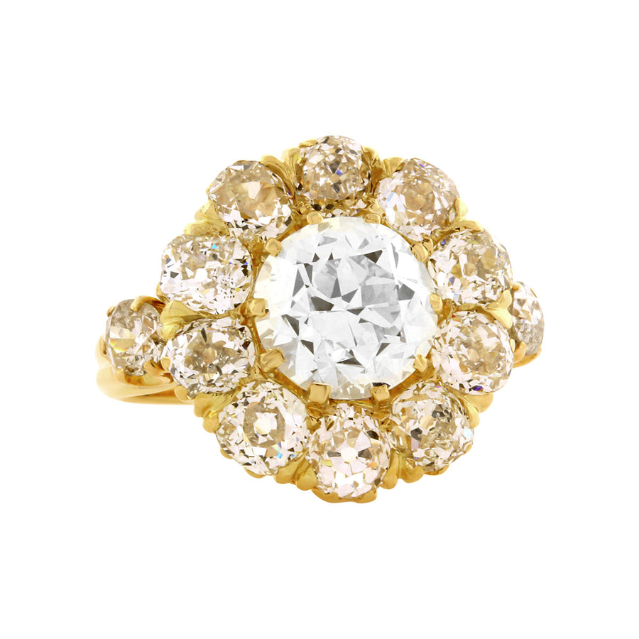 3.25 Carat Diamond Victorian Cluster Ring