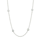 18K White Gold Diamond Station 18-Inch Necklace