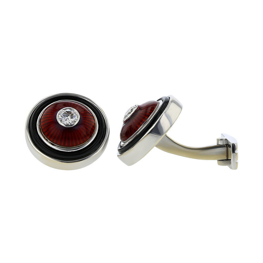 Picchiotti Enamel, Diamond and Black Jade Cuff Links