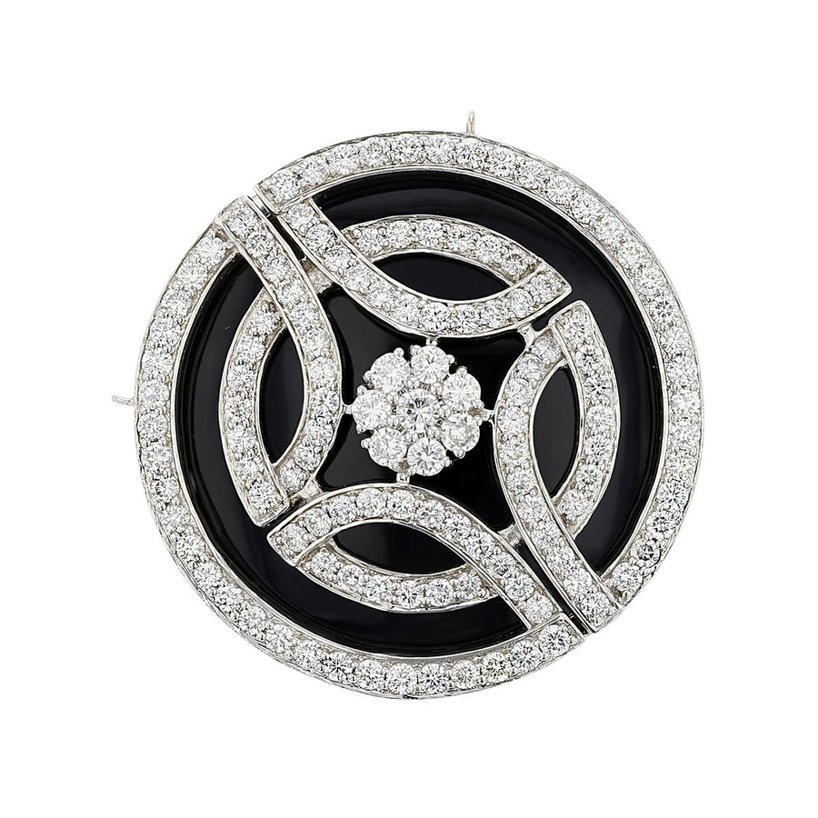 14K White Gold Diamond and Onyx Slide Pendant