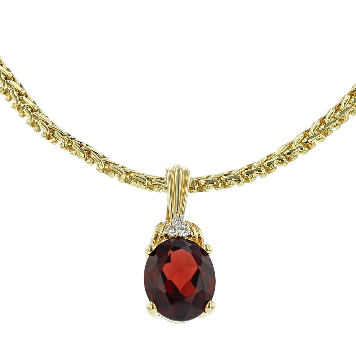 Yellow gold sales garnet necklace