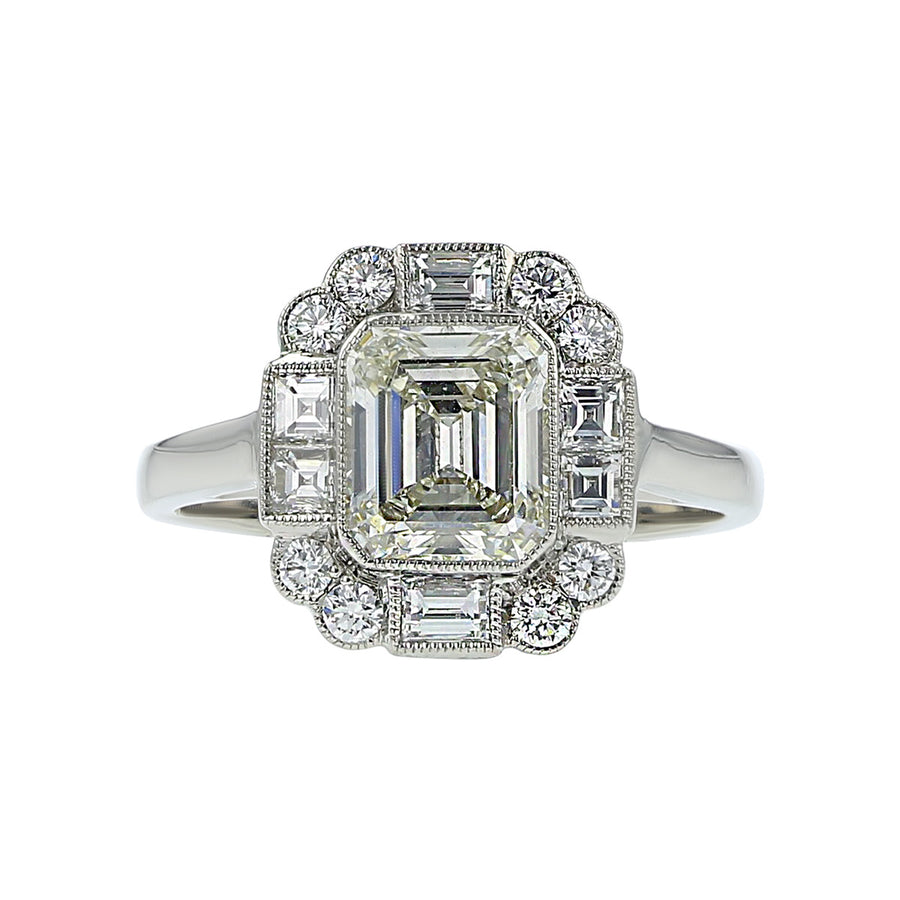 Platinum Emerald-Cut Diamond Engagement Ring