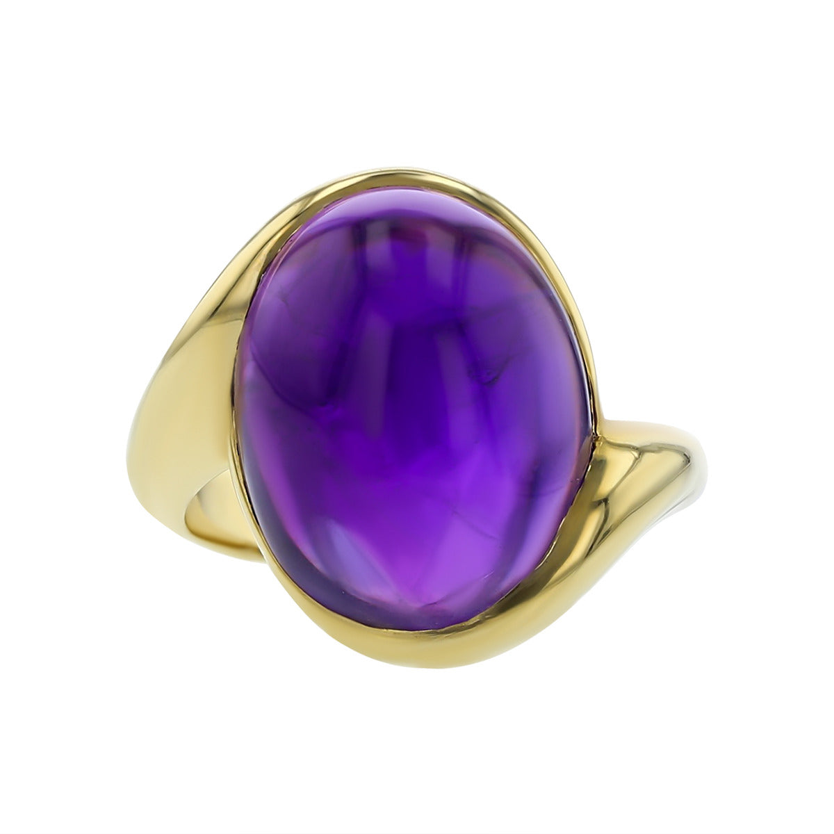 14K Yellow Gold Oval Cabochon Sylvan\'s Amethyst Ring Jewelers 