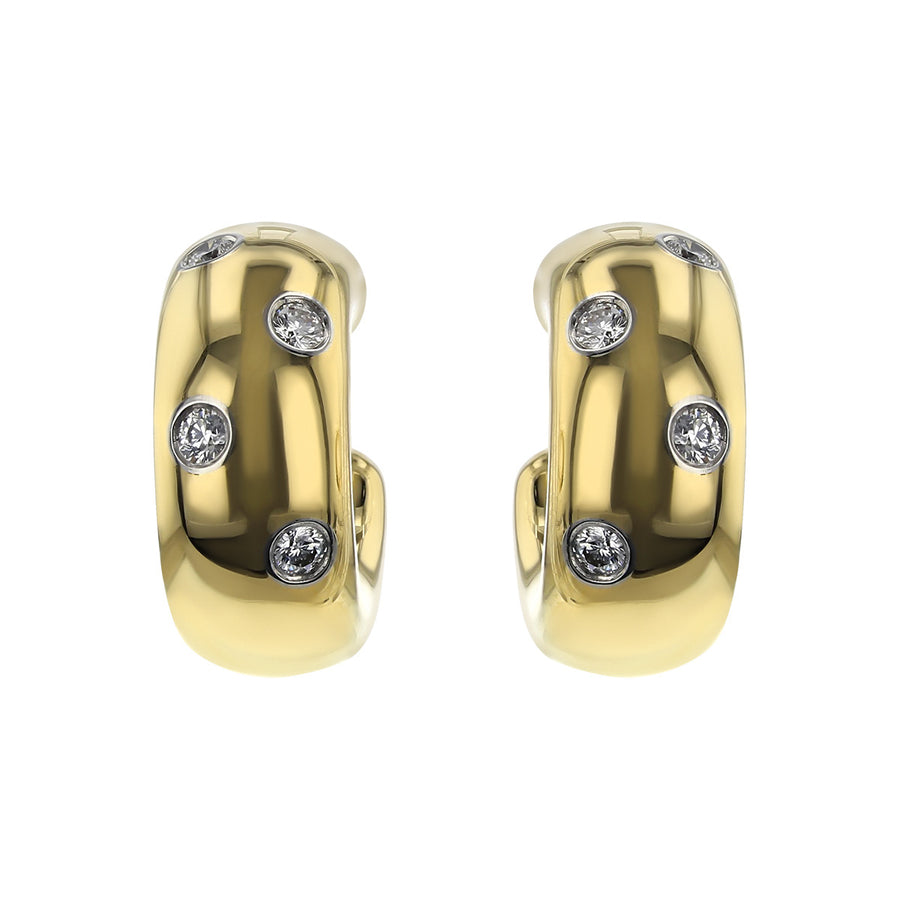 Tiffany 18K Yellow Gold Etoile Diamond Hoop Earrings