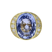 18K Yellow Gold Sapphire and Diamond Halo Ring