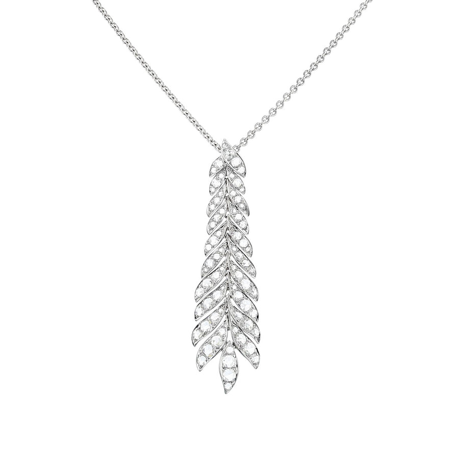 Maria Canale 18K Gold Diamond Feather Pendant Necklace