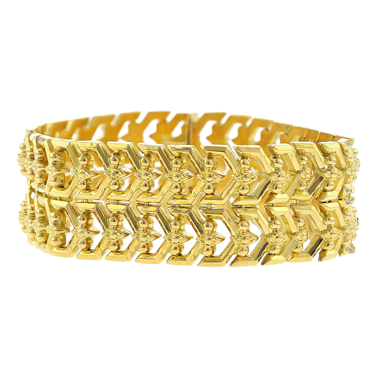 18K Yellow Gold Lay Flat Link Double Row Bracelet | Sylvan\'s Jewelers