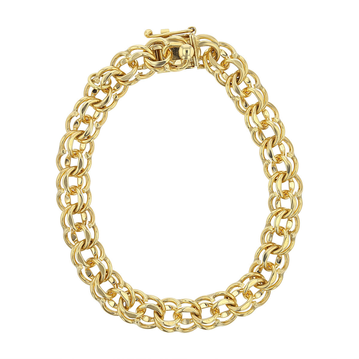 Double Link 14K Yellow Gold Chain Link Bracelet