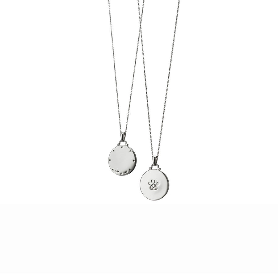 Paw Print Charm Necklace with Sapphires