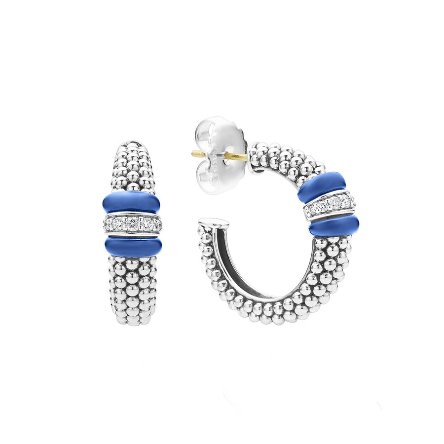 Ceramic Caviar Diamond Hoop Earrings