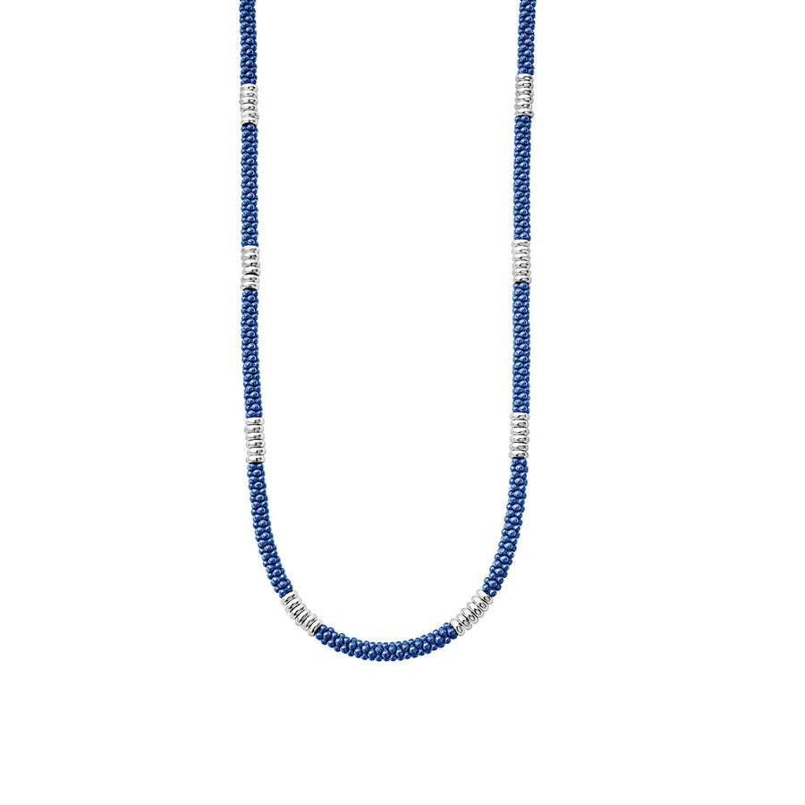 Silver Small Station Ceramic Beaded Necklace