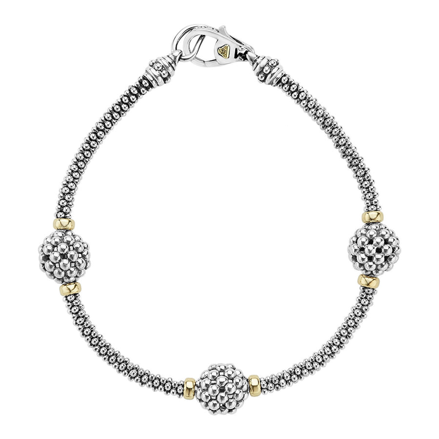 Three Station Caviar Beaded Bracelet