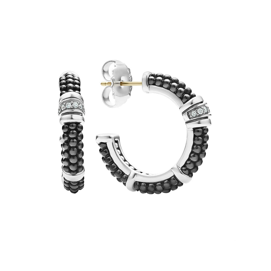 Ceramic and Diamond Hoop Earrings