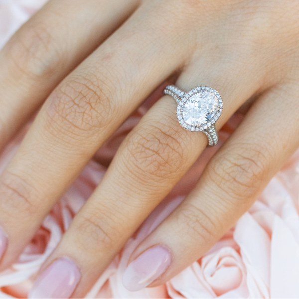 Close Up of an oval engagement ring