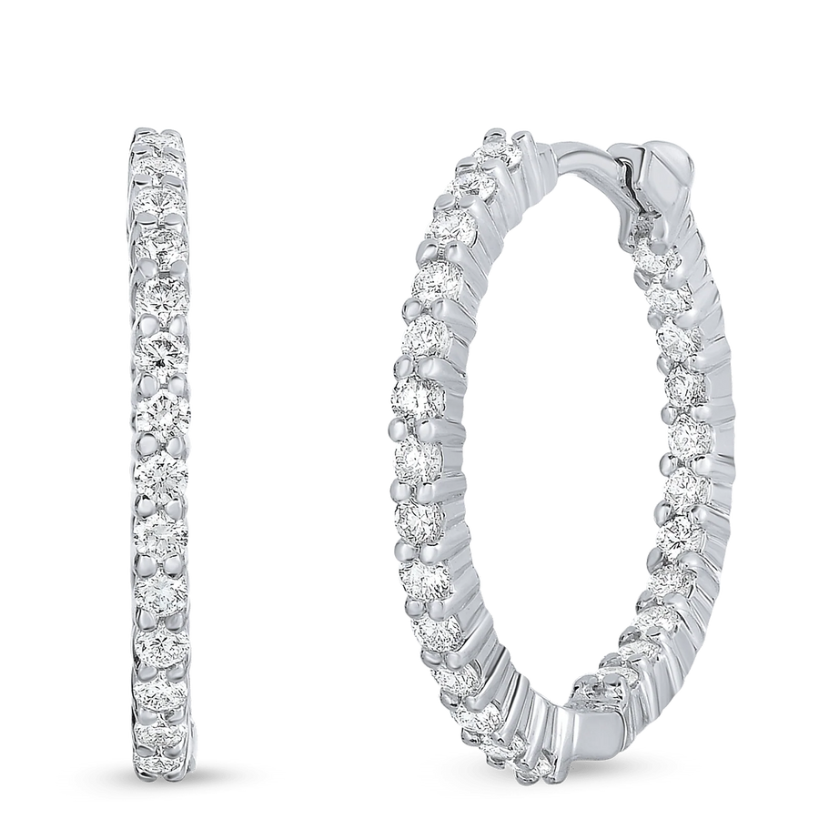 Diamond Hoop Earrings in 18K White Gold, 22mm