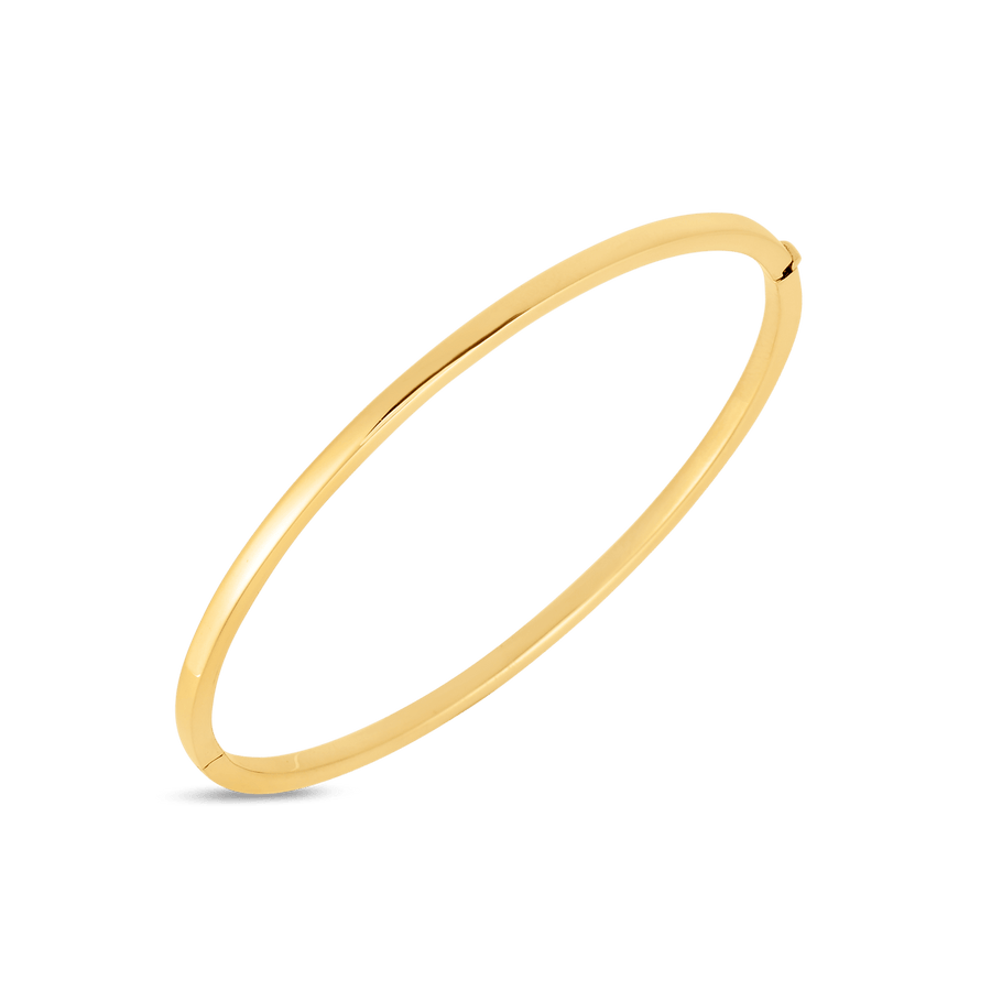Designer Gold Oval Hinged Bangle Bracelet in 18K Yellow Gold