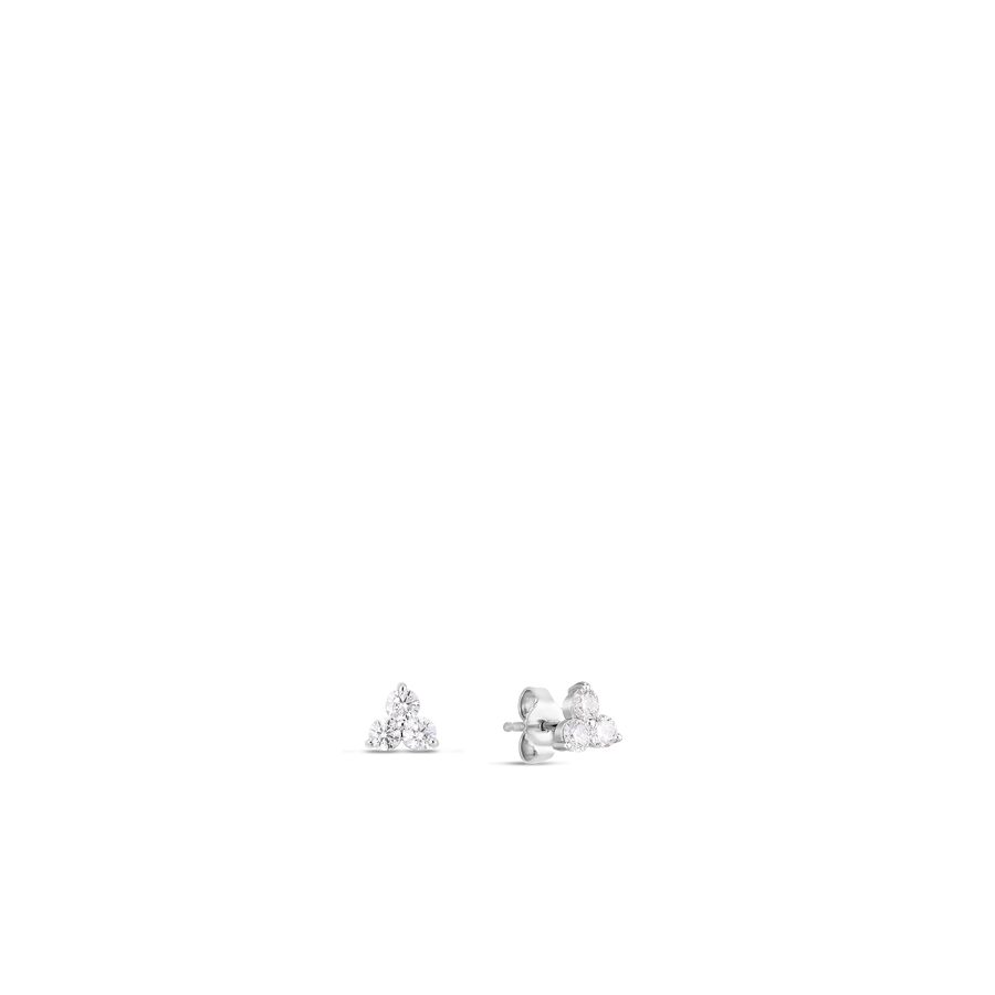 Classic 0.55ct Diamond Small 3 Stone Cluster Stud Earrings in 18K White Gold