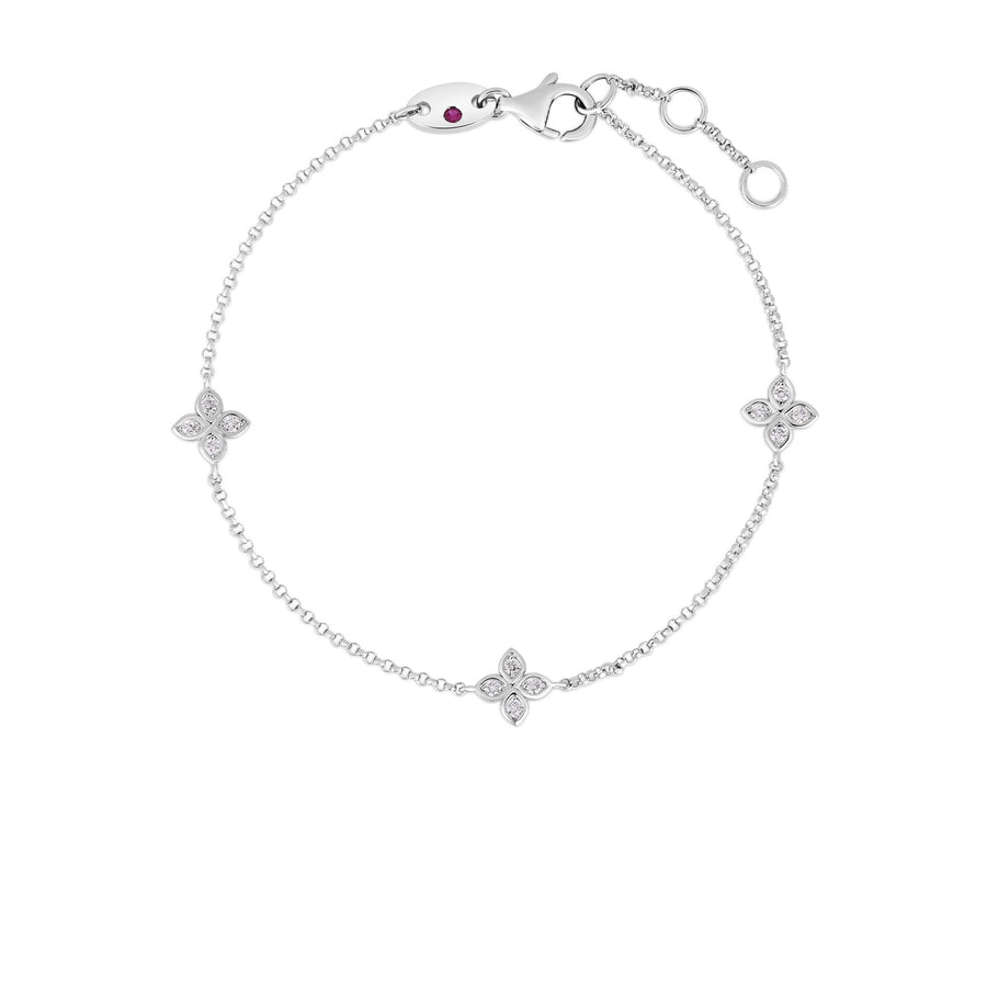 Love by the Inch 0.13ct Diamond 3 Station Bracelet in 18K White Gold, 6.5, 7, 7.5"