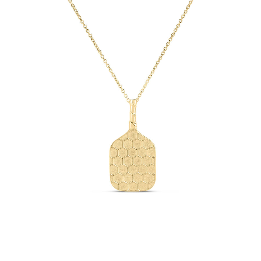 Tiny Treasures 0.21ct Diamond Pickle Ball Racket Pendant in 18K Yellow Gold, 18" chain