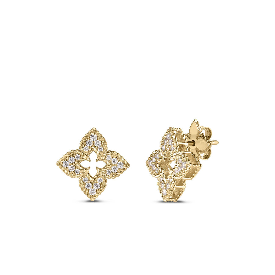 Venetian Princess 0.30ct Diamond Flower Earring in 18K Yellow Gold