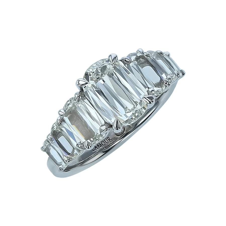 1.32ct Crisscut L'amour Diamond and 1.59ct Crisscut L'amour Diamond Ring in 18K White Gold, Size 6.5