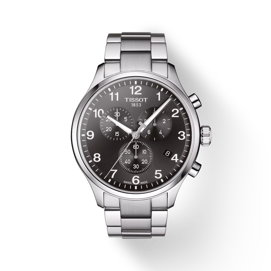 45mm Chrono XL Classic Watch with Black Dial in Stainless, Bracelet
